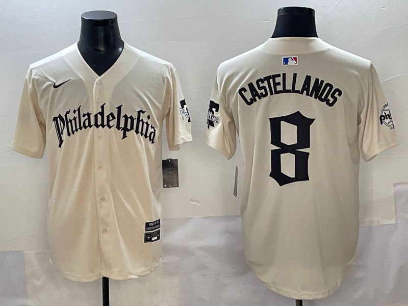 Men 2025 Philadelphia Phillies #8 Castellanos Cream Five generations Joint Name Nike MLB Jersey style 1->philadelphia phillies->MLB Jersey